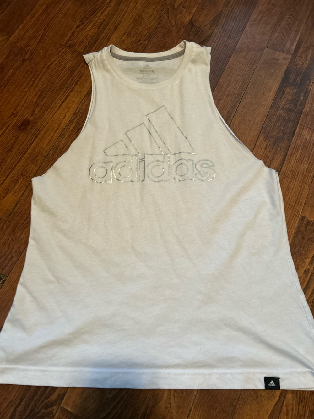 adidas White Tank Top with Silver Logo Detail